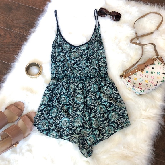 Ecote Pants - Darling Blue & Aqua Ecoté Romper- size Small